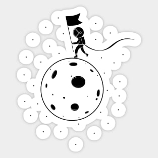 Black and White Moon Landing Sticker